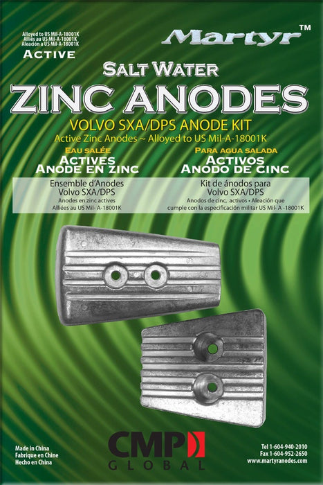 Martyr CMSXAKITZ Anode Kit, For Volvo Penta SX-A/DPS Engine (1-3841427, 1-3883728, Hardware)