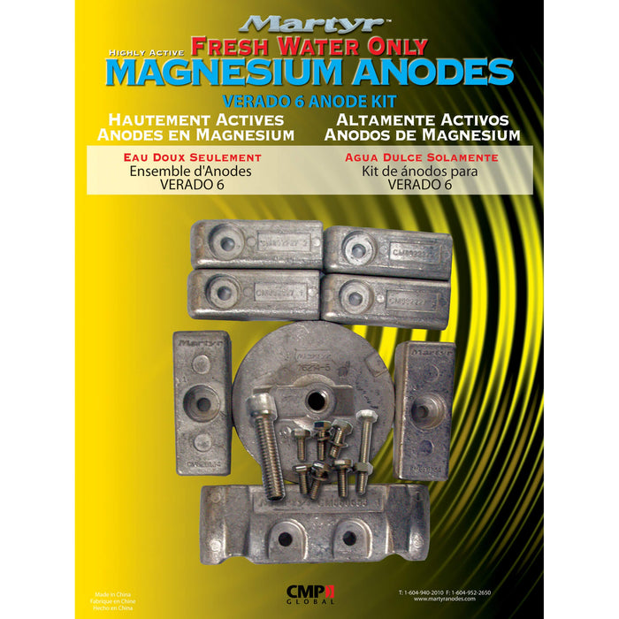 Martyr CMVERADO6KITM Mercury 6-Cylinder Anode Kit Magnesium