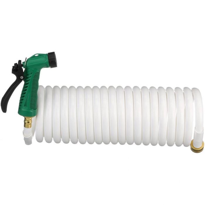 Seachoice 79691 25' White Poly Coiled Washdown Hose With Sprayer