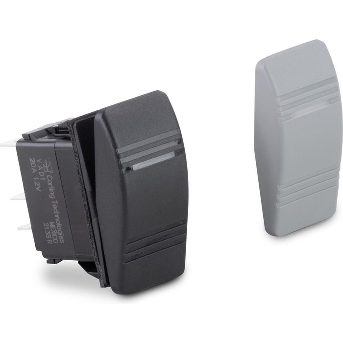 Sierra RK19890TP Contura III Illuminated Weather Resistant Illuminated Rocker, Switch, On/Off, Black & Gray