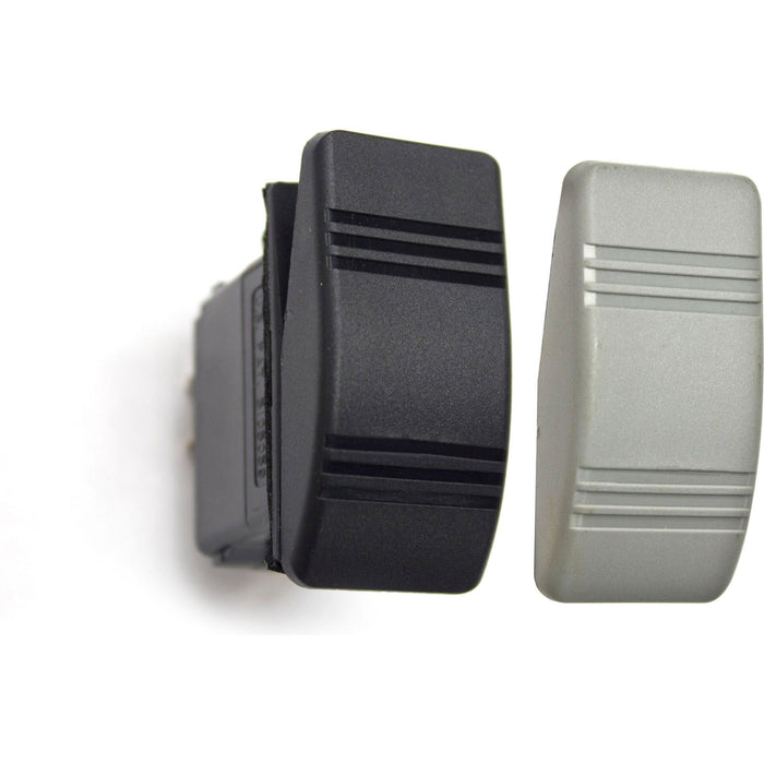 Sierra RK19690TP Contura III Non-Illuminated Weather Resistant Rocker Switch, Mom On/Off/Mom On, Black & Gray