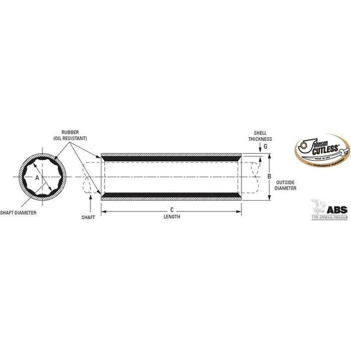Duramax GLORIA Cutless Non-Metallic Sleeve Bearing 1 3/4" 2 5/8" 7"