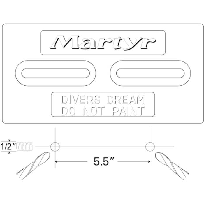 Martyr CMDIVERM Hull Anode 1/2" x 6" x 12", Magnesium