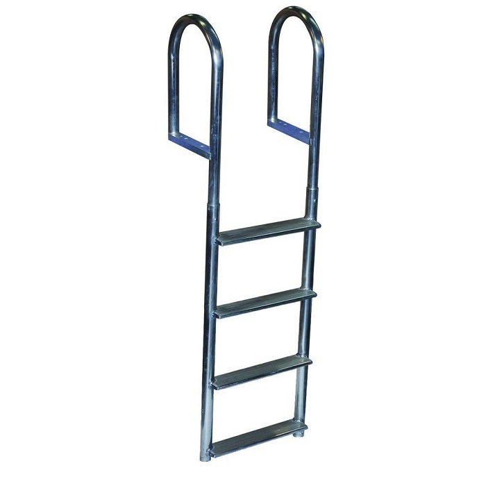 Dock Edge DE2044F Welded Aluminum Fixed Wide 4-Step Ladder