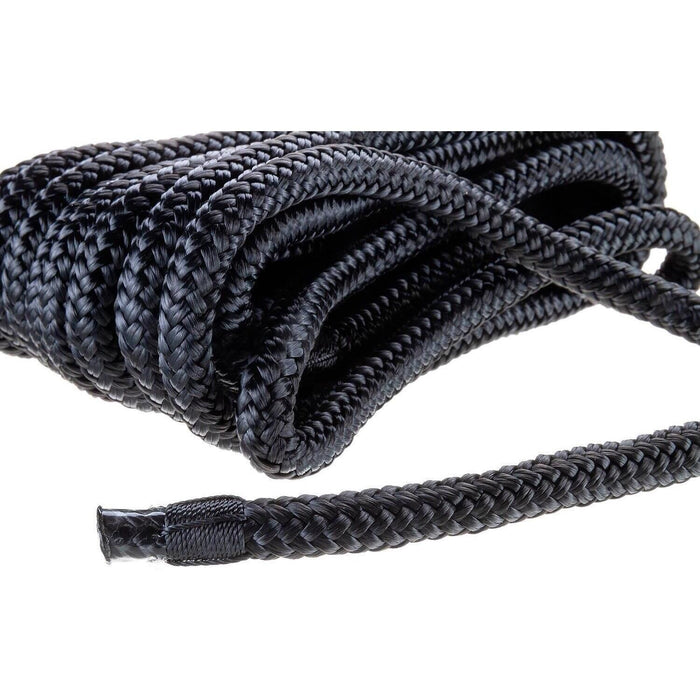 Seachoice Double-Braid Nylon Dock Line w/ Eye Splice, Pre-Shrunk, Heat Stabilized, 3/8 In. X 20 Ft., Black