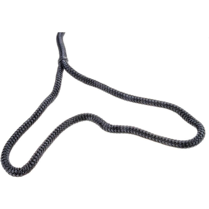 Seachoice Double-Braid Nylon Dock Line w/ Eye Splice, Pre-Shrunk, Heat Stabilized, 3/8 In. X 15 Ft., Black