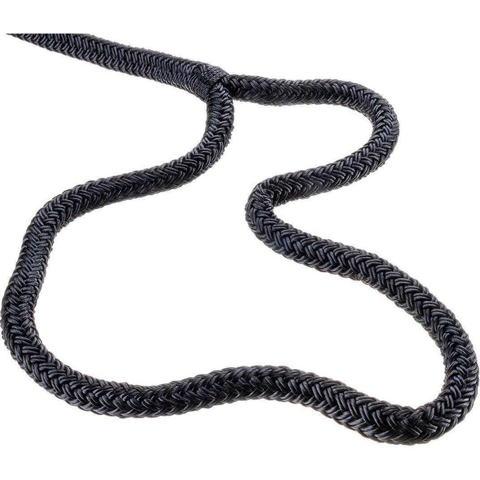 Seachoice Double-Braid Nylon Dock Line w/ Eye Splice, Pre-Shrunk, Heat Stabilized, 1/2 In. X 15 Ft., Black