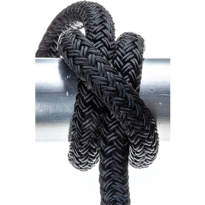 Seachoice Double-Braid Nylon Dock Line w/ Eye Splice, Pre-Shrunk, Heat Stabilized, 1/2 In. X 20 Ft., Black