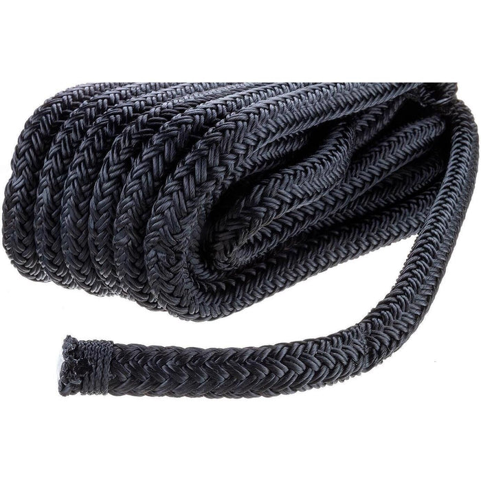 Seachoice Double-Braid Nylon Dock Line w/ Eye Splice, Pre-Shrunk, Heat Stabilized, 1/2 In. X 25 Ft., Black