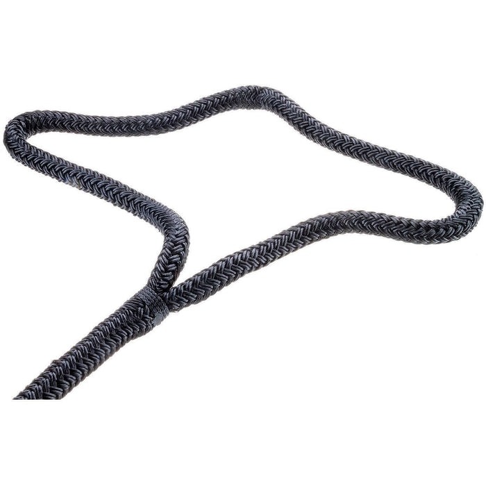 Seachoice Double-Braid Nylon Dock Line w/ Eye Splice, Pre-Shrunk, Heat Stabilized, 1/2 In. X 25 Ft., Black