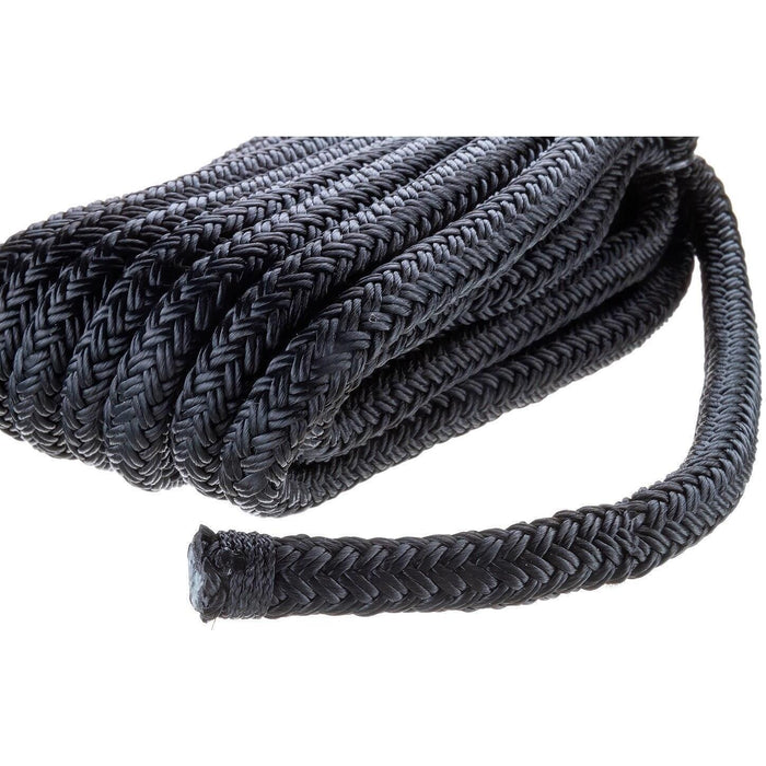 Seachoice Double-Braid Nylon Dock Line w/ Eye Splice, Pre-Shrunk, Heat Stabilized, 1/2 In. X 20 Ft., Black