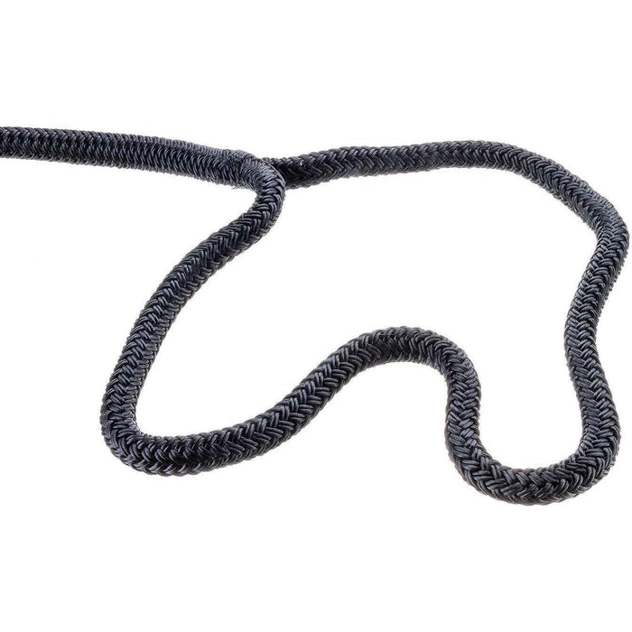 Seachoice Double-Braid Nylon Dock Line w/ Eye Splice, Pre-Shrunk, Heat Stabilized, 1/2 In. X 20 Ft., Black