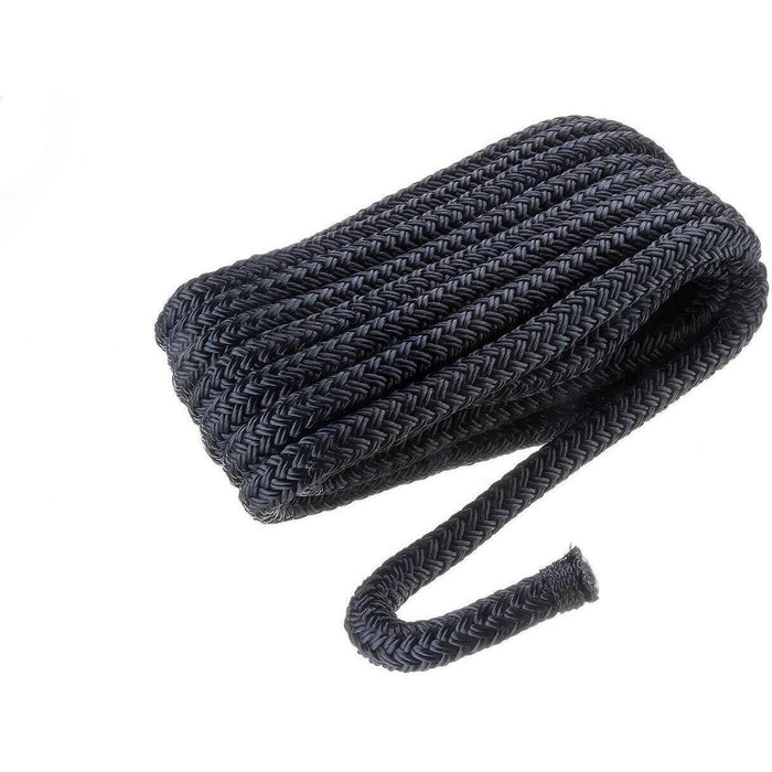 Seachoice Double-Braid Nylon Dock Line w/ Eye Splice, Pre-Shrunk, Heat Stabilized, 1/2 In. X 20 Ft., Black