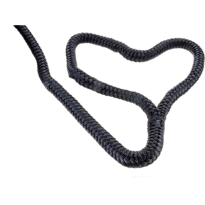 Seachoice Double-Braid Nylon Dock Line w/ Eye Splice, Pre-Shrunk, Heat Stabilized, 5/8 In. X 25 Ft., Black