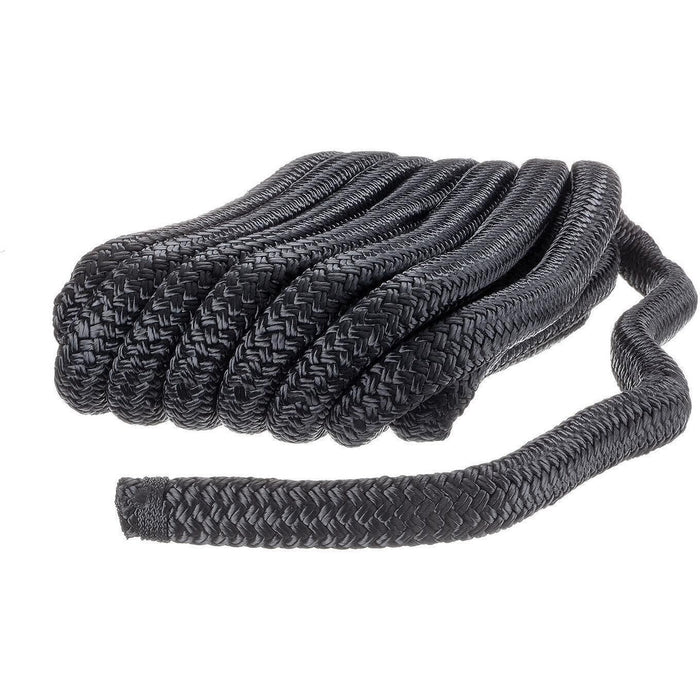 Seachoice Double-Braid Nylon Dock Line w/ Eye Splice, Pre-Shrunk, Heat Stabilized, 3/4 In. X 25 Ft., Black