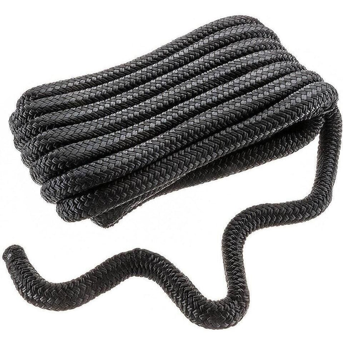 Seachoice Double-Braid Nylon Dock Line w/ Eye Splice, Pre-Shrunk, Heat Stabilized, 3/4 In. X 25 Ft., Black