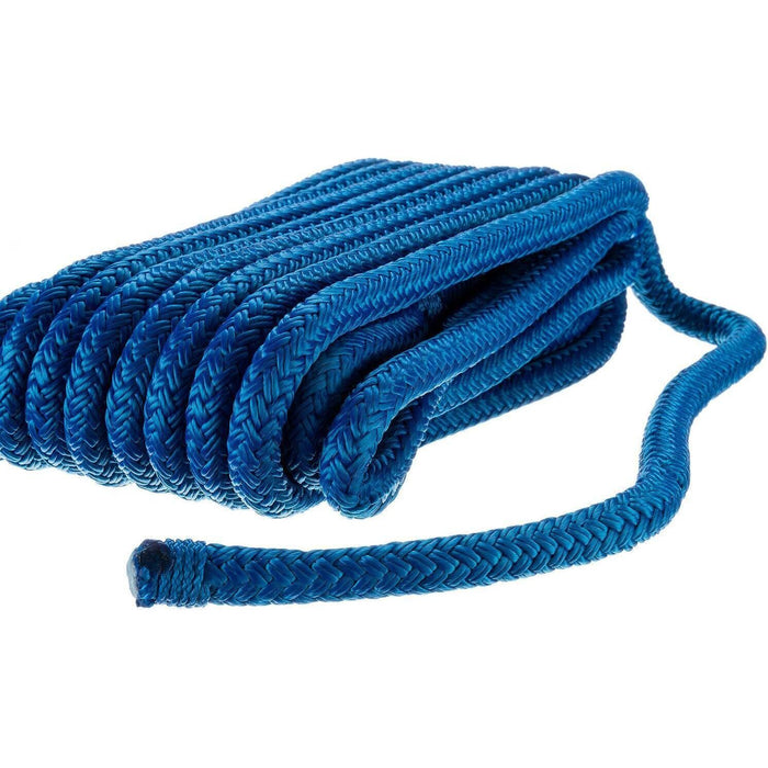 Seachoice Double-Braid Nylon Dock Line w/ Eye Splice, Pre-Shrunk, Heat Stabilized, 3/8 In. X 20 Ft., Blue
