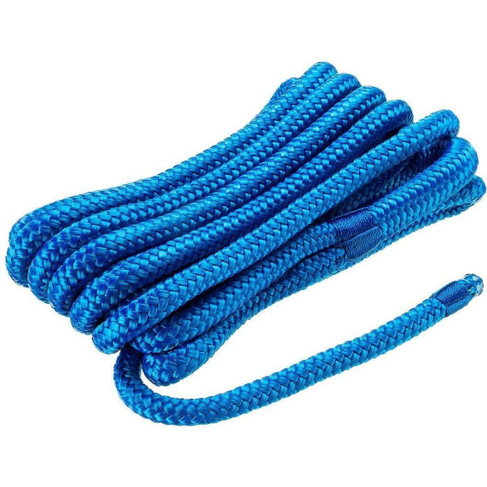 Seachoice Double-Braid Nylon Dock Line w/ Eye Splice, Pre-Shrunk, Heat Stabilized, 3/8 In. X 15 Ft., Blue