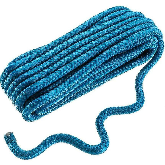 Seachoice Double-Braid Nylon Dock Line w/ Eye Splice, Pre-Shrunk, Heat Stabilized, 3/8 In. X 25 Ft., Blue