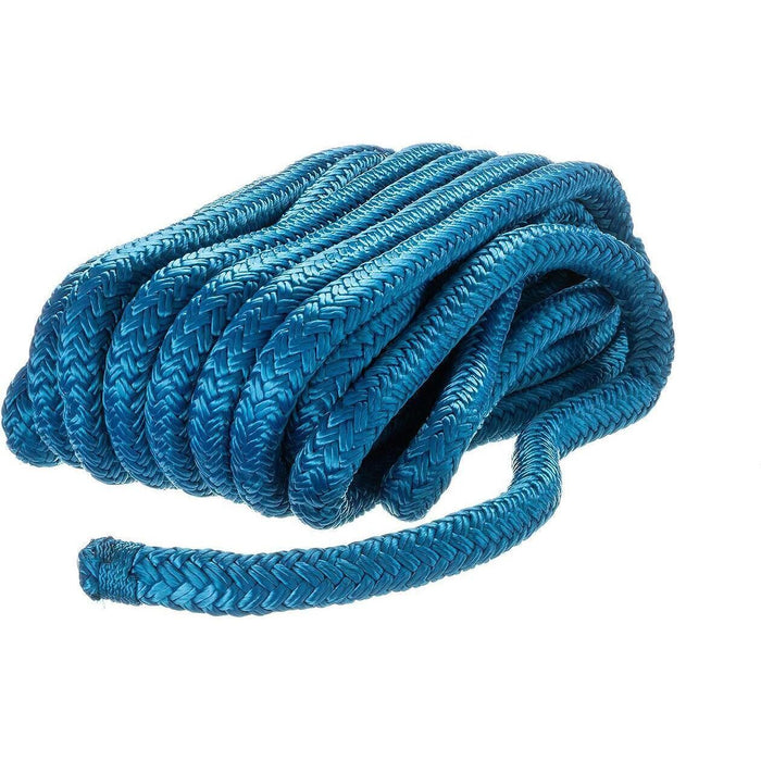 Seachoice Double-Braid Nylon Dock Line w/ Eye Splice, Pre-Shrunk, Heat Stabilized, 1/2 In. X 25 Ft., Blue