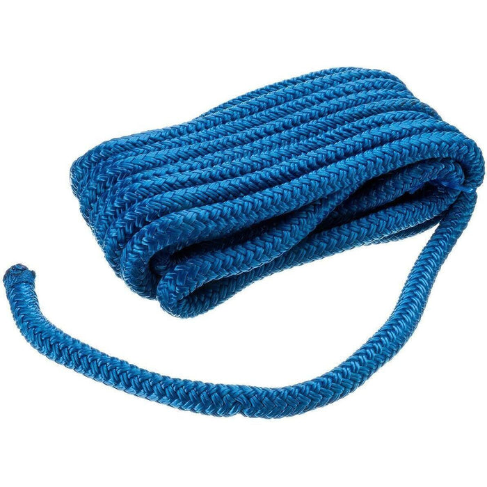 Seachoice Double-Braid Nylon Dock Line w/ Eye Splice, Pre-Shrunk, Heat Stabilized, 1/2 In. X 20 Ft., Blue