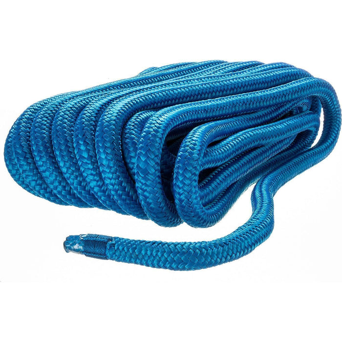Seachoice Double-Braid Nylon Dock Line w/ Eye Splice, Pre-Shrunk, Heat Stabilized, 3/4 In. X 50 Ft., Blue
