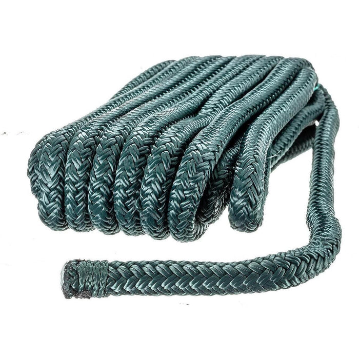 Seachoice Double-Braid Nylon Dock Line w/ Eye Splice, Pre-Shrunk, Heat Stabilized, 3/8 In. X 15 Ft., Forest Green