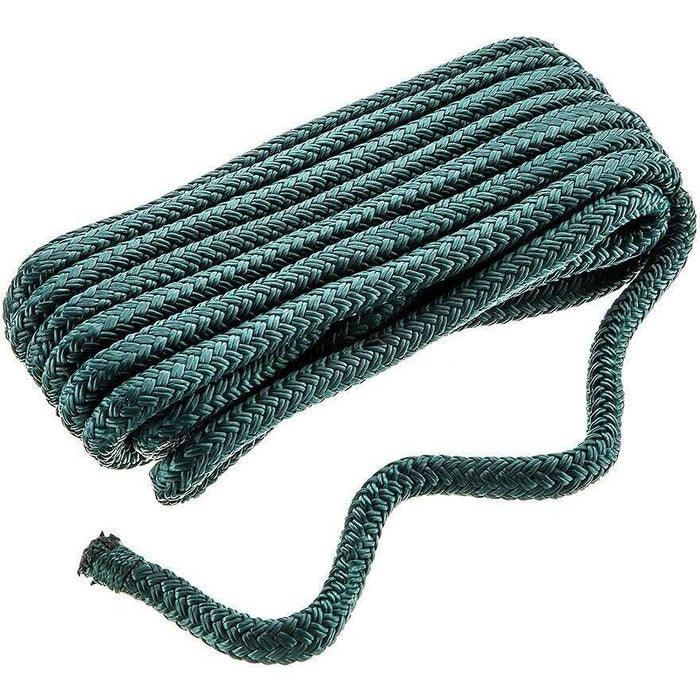 Seachoice Double-Braid Nylon Dock Line w/ Eye Splice, Pre-Shrunk, Heat Stabilized, 3/8 In. X 15 Ft., Forest Green