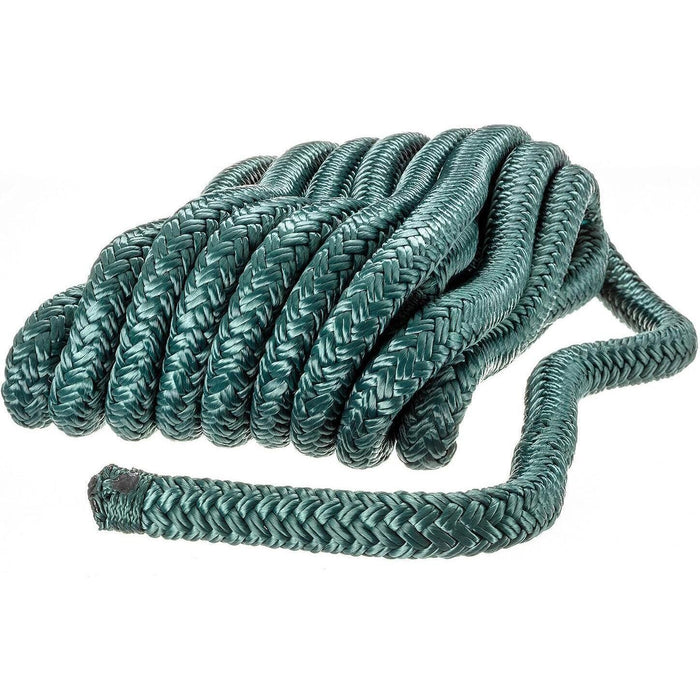 Seachoice Double-Braid Nylon Dock Line w/ Eye Splice, Pre-Shrunk, Heat Stabilized, 1/2 In. X 20 Ft., Forest Green
