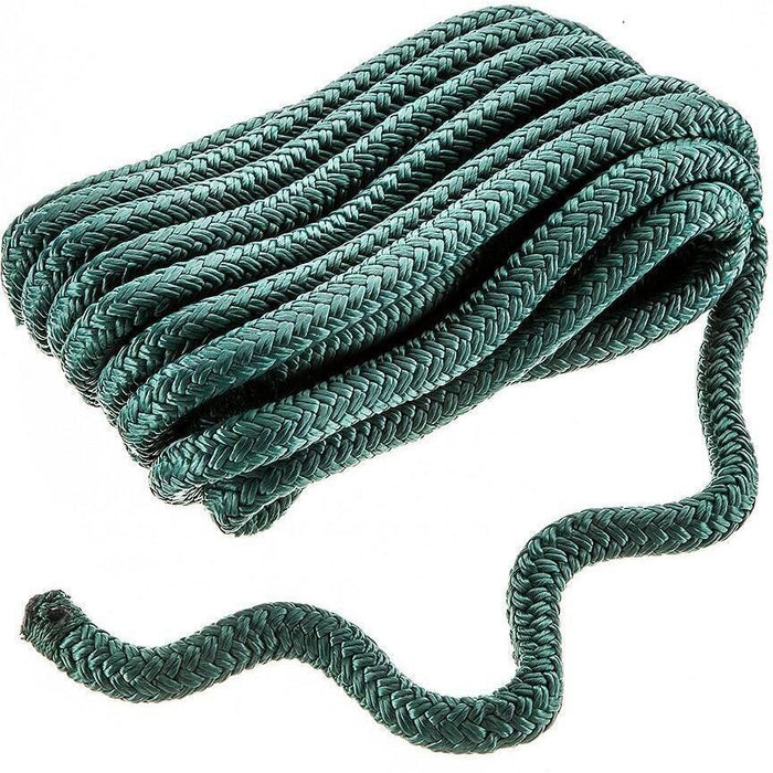 Seachoice Double-Braid Nylon Dock Line w/ Eye Splice, Pre-Shrunk, Heat Stabilized, 1/2 In. X 20 Ft., Forest Green