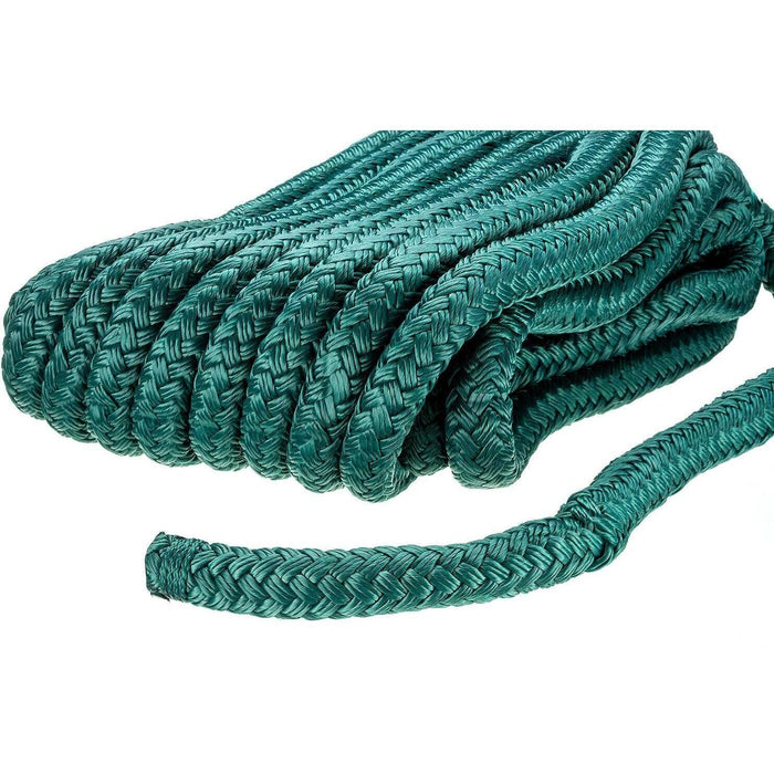 Seachoice 46981 Double-Braid Nylon Dock Line w/ Eye Splice, Pre-Shrunk, Heat Stabilized, 5/8 In. X 30 Ft., Forest Green