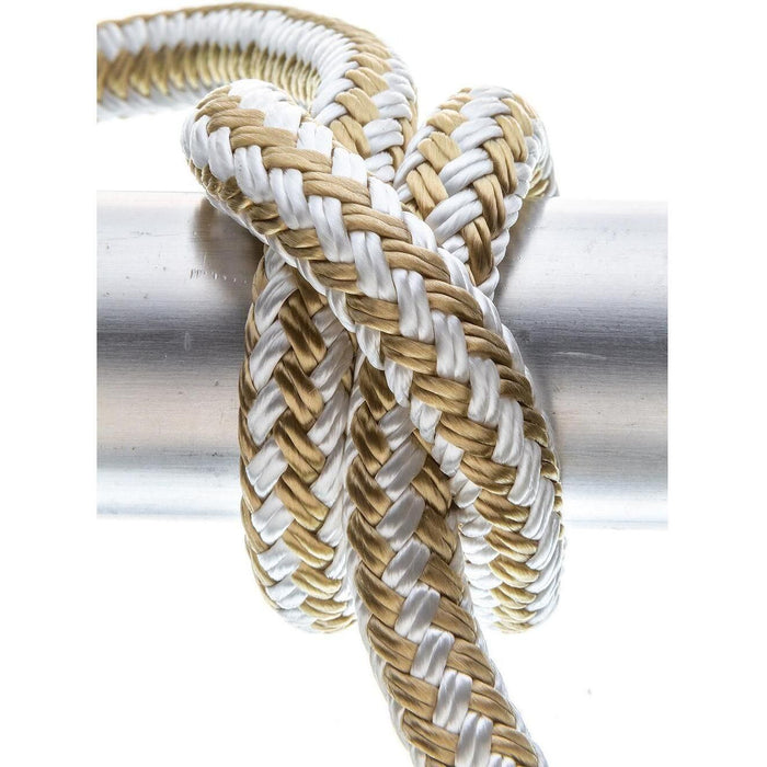 Seachoice Double-Braid Nylon Dock Line w/ Eye Splice, Pre-Shrunk, Heat Stabilized, 1/2 In. X 25 Ft., Gold White
