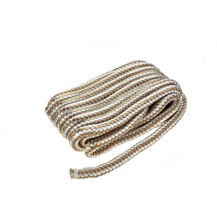 Seachoice Double-Braid Nylon Dock Line w/ Eye Splice, Pre-Shrunk, Heat Stabilized, 5/8 In. X 25 Ft., Gold White