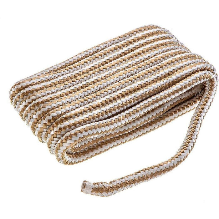 Seachoice Double-Braid Nylon Dock Line w/ Eye Splice, Pre-Shrunk, Heat Stabilized, 5/8 In. X 35 Ft., Gold White