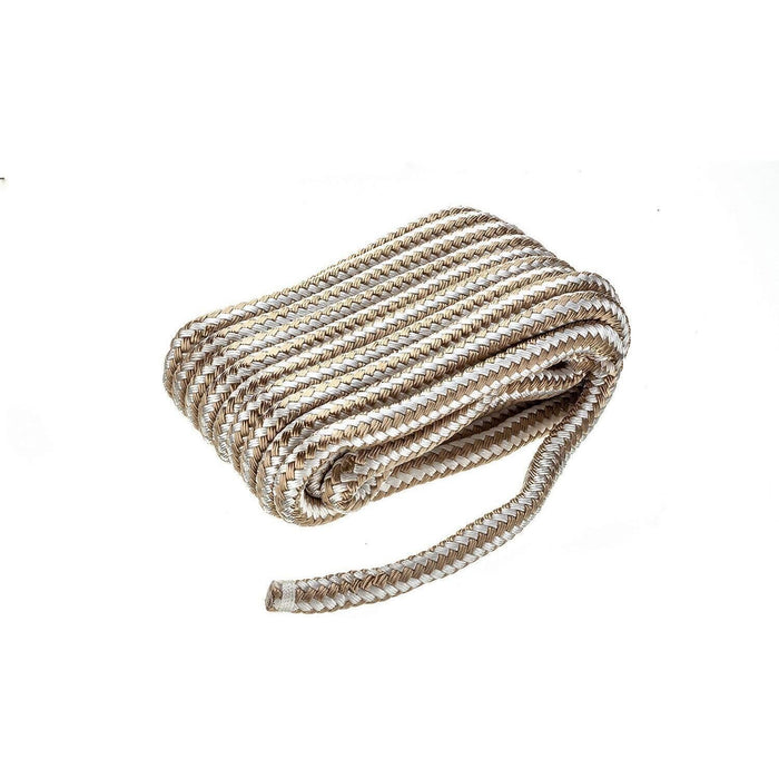 Seachoice Double-Braid Nylon Dock Line w/ Eye Splice, Pre-Shrunk, Heat Stabilized, 5/8 In. X 30 Ft., Gold White