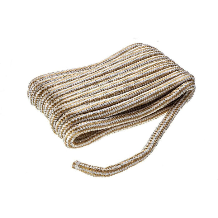 Seachoice Double-Braid Nylon Dock Line w/ Eye Splice, Pre-Shrunk, Heat Stabilized, 3/4 In. X 50 Ft., Gold White