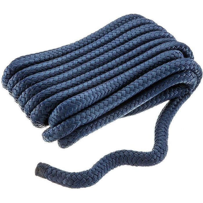 Seachoice 39821 Double-Braid Nylon Dock Line w/ Eye Splice, Pre-Shrunk, Heat Stabilized, 5/8 In. X 25 Ft., Navy Blue