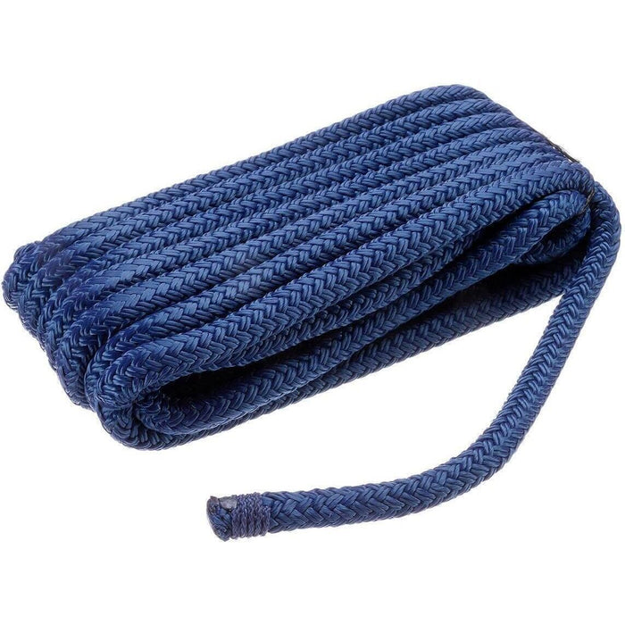 Seachoice Double-Braid Nylon Dock Line w/ Eye Splice, Pre-Shrunk, Heat Stabilized, 3/8 In. X 15 Ft., Navy