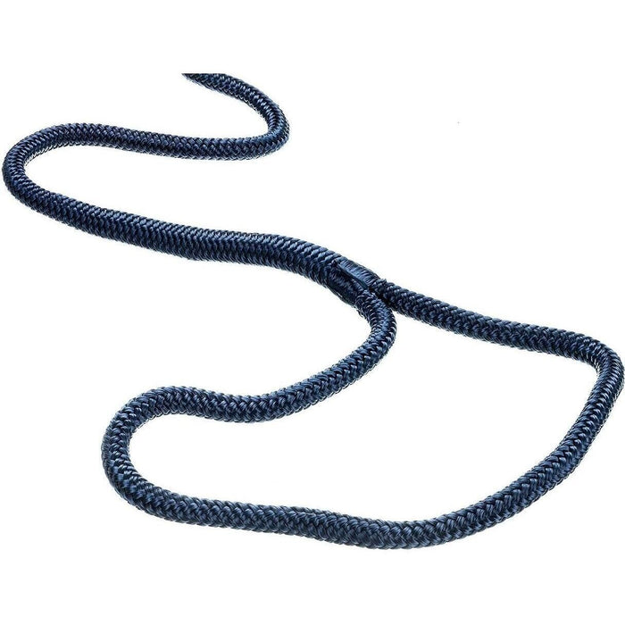 Seachoice Double-Braid Nylon Dock Line w/ Eye Splice, Pre-Shrunk, Heat Stabilized, 3/8 In. X 20 Ft., Navy Blue