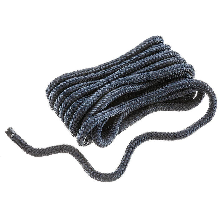 Seachoice Double-Braid Nylon Dock Line w/ Eye Splice, Pre-Shrunk, Heat Stabilized, 3/8 In. X 20 Ft., Navy Blue