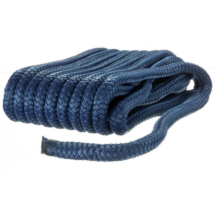 Seachoice Double-Braid Nylon Dock Line w/ Eye Splice, Pre-Shrunk, Heat Stabilized, 5/8 In. X 35 Ft., Navy Blue
