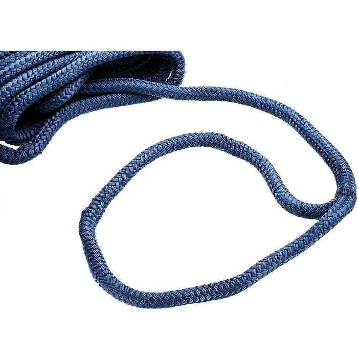 Seachoice Double-Braid Nylon Dock Line w/ Eye Splice, Pre-Shrunk, Heat Stabilized, 5/8 In. X 30 Ft., Navy Blue