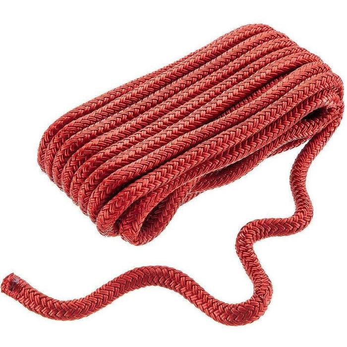 Seachoice Double-Braid Nylon Dock Line w/ Eye Splice, Pre-Shrunk, Heat Stabilized, 3/8 In. X 20 Ft., Red