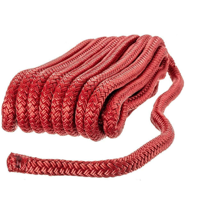 Seachoice Double-Braid Nylon Dock Line w/ Eye Splice, Pre-Shrunk, Heat Stabilized, 3/8 In. X 20 Ft., Red