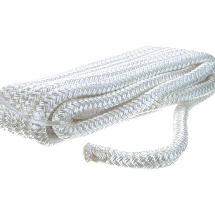Seachoice Double-Braid Nylon Dock Line w/ Eye Splice, Pre-Shrunk, Heat Stabilized, 3/8 In. X 15 Ft., White