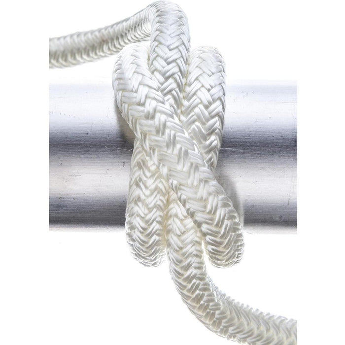 Seachoice Double-Braid Nylon Dock Line w/ Eye Splice, Pre-Shrunk, Heat Stabilized, 3/8 In. X 15 Ft., White