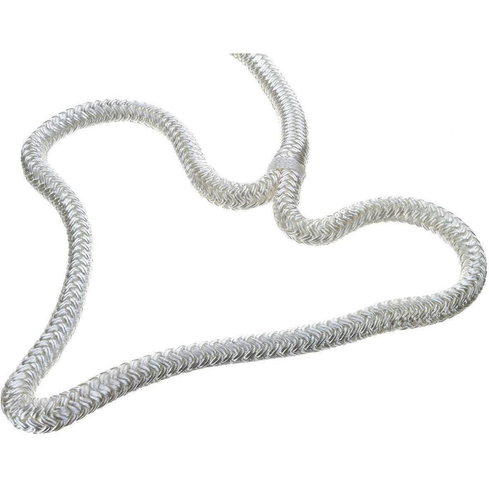 Seachoice Double-Braid Nylon Dock Line w/ Eye Splice, Pre-Shrunk, Heat Stabilized, 1/2 In. X 15 Ft., White