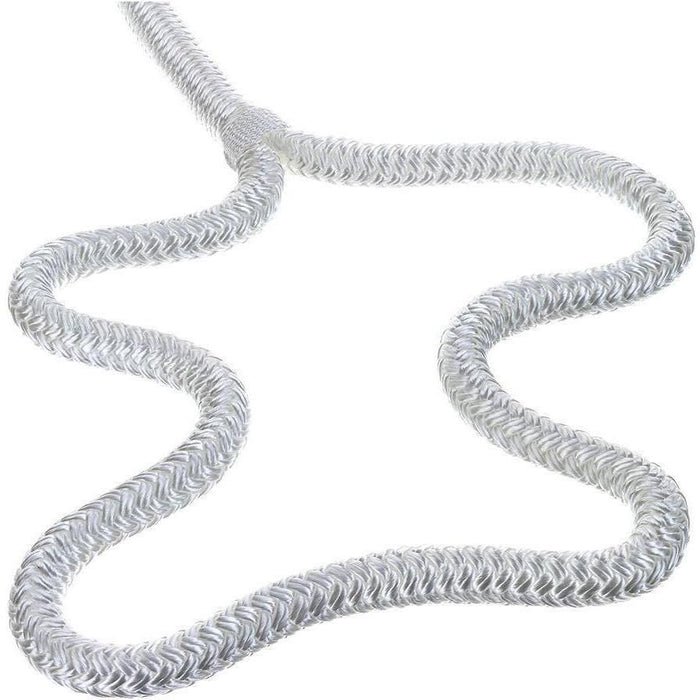 Seachoice Double-Braid Nylon Dock Line w/ Eye Splice, Pre-Shrunk, Heat Stabilized, 1/2 In. X 20 Ft., White