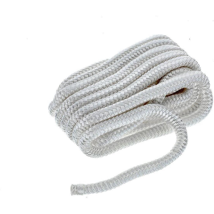 Seachoice Double-Braid Nylon Dock Line w/ Eye Splice, Pre-Shrunk, Heat Stabilized, 1/2 In. X 25 Ft., White