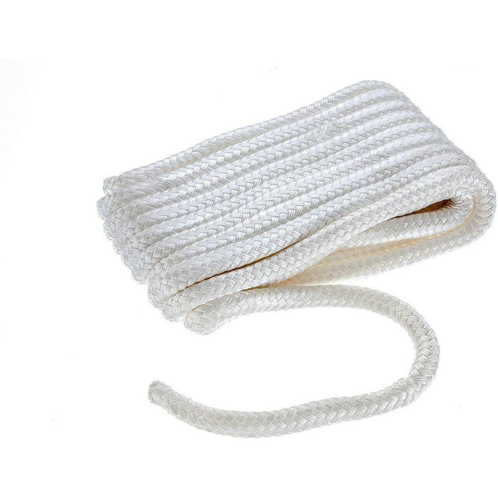 Seachoice Double Braid Nylon Dock Line, White, 5/8 in. X 35 Ft., 15 in. Eye Splice, Pre-Shrunk, Heat Stabilized